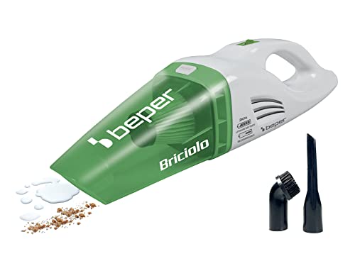 BEPER 50.401 Kleiner und Praktischer-Handstaubsauger Akku Beutellos mit Hepa-Filter für Maschine oder Haushalt, Metall, weiß/grün, 75 W