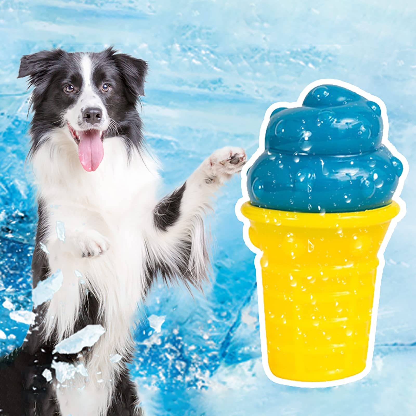 QYHGS Haustier Beißring Kühlung Kauspielzeug Hundespielzeug für den Sommer Kühlung Gefrorenes Hundespielzeug Voll mit Wasser Gefrorene Prävention von Hitzschlag,Yellow-2