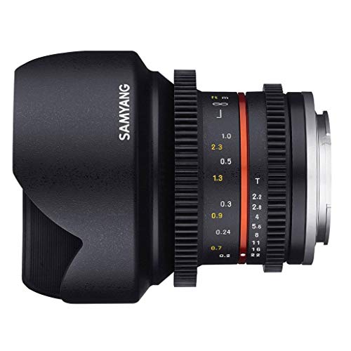 Samyang 12/2,2 Objektiv Video APS-C MFT manueller Fokus Videoobjektiv 0,8 Zahnkranz Gear, Weitwinkelobjektiv schwarz