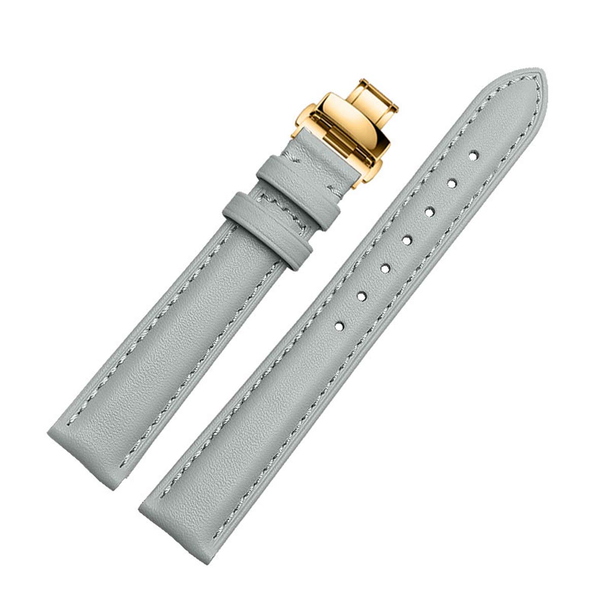 TikTako Rose Gold Lederband, Uhrenarmband Blau Schwarz Grau Schmetterling Schliesse Armband 14mm-20mm