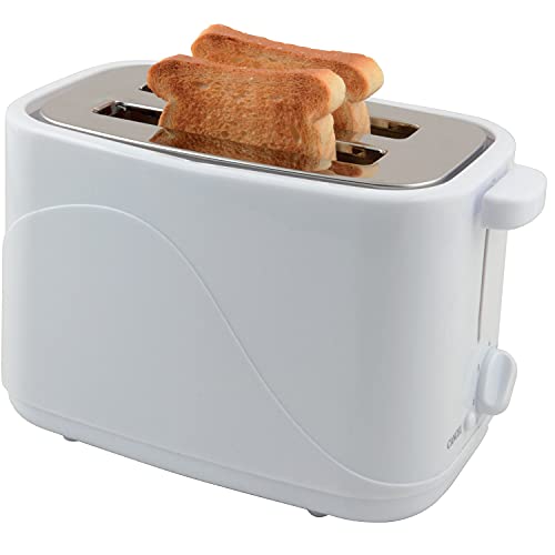 Slabo Automatik Toaster mit Brötchenaufsatz | Röstaufsatz | Stopp-Taste | 7 Bräunungsstufen | 700W | Edelstahl | Kunststoff - Weiß
