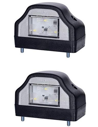 2 x LED Kennzeichenleuchte 12V 24V mit E-Prüfzeichen Nummernschildleuchte Kennzeichenbeleuchtung Kennzeichen Auto SMD Rück Hinten LKW PKW KFZ