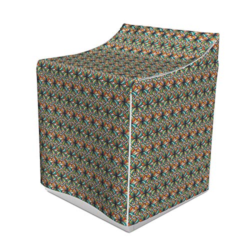 ABAKUHAUS Abstrakt Waschmaschienen und Trockner, Mosaik-Muster mit bunten Ziermotive Retro-Stil Symmetric Illustration, Bezug Dekorativ aus Stoff, 70x75x100 cm, Mehrfarbig