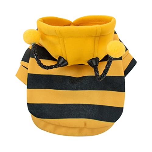Dog Honey bee Hoodies Costume Stretchable Dog Clothes Hooded Striped T Shirts with Hat Bee Sweater Hoodies for Small Medium and Large Pets Yellow XL (Color : Yellow, Size : S)