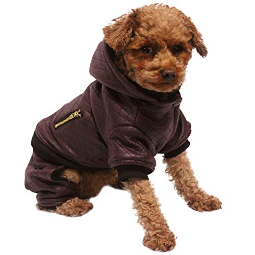 Smilikee Satz von 2 Hund Wintermantel Pu Lederjacke Reißverschluss 4 Legged Fashion Herbst Winter warme Kleidung verdickt Haustier Bekleidung Mantel