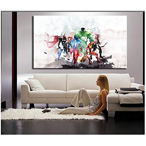 sjkkad Aquarell Abstrakt Marvels The Avengers Leinwand Malerei Home Wohnzimmer Kunst Malerei Fresko Zeichnung Poster -60x100cm No Frame