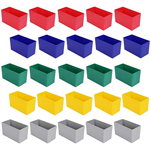 25 Stück Einsatzkasten Serie E63, farblich sortiert, 5 Farben u. 4 Größen, aus Polystyrol, Industrienorm, für Schubladen, Sortimentskästen etc. (farbmix, 63/2 108x54x63 mm)