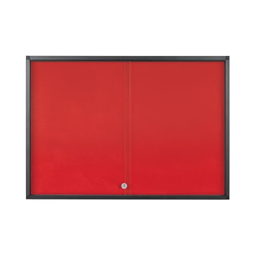 Bi-Office Exhibit Extra Pinnbare Schaukasten, 8xA4, Oberfläche in Rote Filz, Glastür, Aluminiumrahmen Farbe Anthrazit