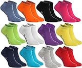 Rainbow Socks - Damen Herren Baumwolle Bunte Sneaker Socken - 12 Paar - Mehrfarbig - Größen 42-43