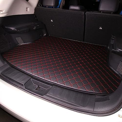 Für Mazda Mazda 3 2014-2019 Kofferraummatten Auto Rutschfester Kofferraummatte Kunstleder Kratzfest Kofferraumwanne Teppich Kofferraum Zubehör,B/BlackRed-1