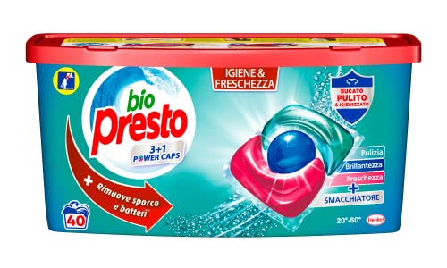 Bio Presto Power Caps Hygiene, Waschmittel aus Kapseln, Packung mit 40 Waschgängen - 520 g