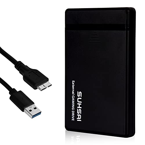 SUHSAI Externe Gaming-Festplatte, tragbares USB 3.0-Laufwerk, 2,5-Zoll-High-Speed-Festplatte, Sicherungslaufwerk, geeignet für Xbox, Xbox One, PS5, PS4, Ps3, PC, Android, Mac (1 TB)
