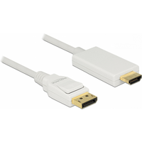 DeLOCK - Videokabel - DisplayPort / HDMI - DisplayPort (M) bis HDMI (M) - 1,0m - dreifach abgeschirmtes Twisted-Pair-Kabel - weiß - passiv (83817)