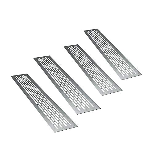 sossai® Aluminium Lüftungsgitter - Alucratis (4 Stück) | Rechteckig - Maße: 80 x 8 cm | Farbe: Inox | gebürstet