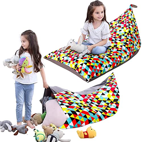 iFCOW Sitzsack Kinder Spielzeug Stofftier Aufbewahrung Sitzsack faltbar extra große Tasche Streifen Stuhl Sofa für Kinder
