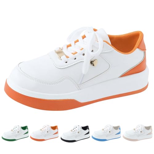 BIUBIULOVE Hatme Orthopädische Wanderschuhe, Lässige Damen-Wanderschuhe Mit Fußgewölbeunterstützung, Modische Damen-Schnürschuhe (Orange,37)