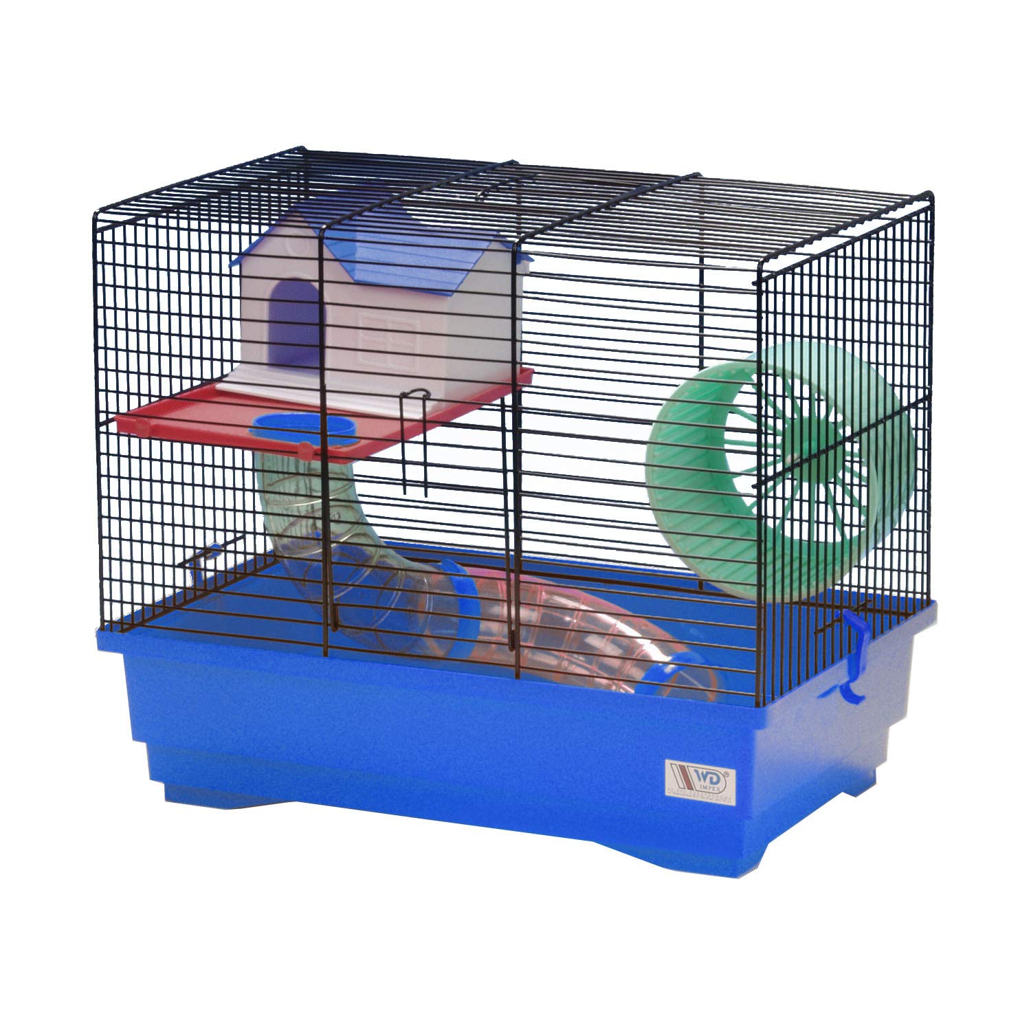 decorwelt Hamsterkäfige Blau Außenmaße 40x25x34 Nagerkäfig Hamster Plastik Kleintier Käfig mit Zubehör