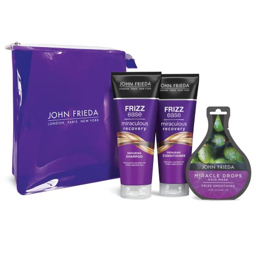 John Frieda Frizz Ease Miraculous Recovery Geschenkset - Shampoo, Conditioner & Miracle Drops Frizz Smoothing Hair Mask