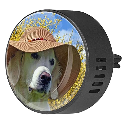 Quniao Weißer Hund mit Hut, 2 Stück, individuelle Auto-Aromatherapie-Lufterfrischer, Diffusor, Auto-Diffusor, Lüftungsschlitz, für Auto, Büro, Küche