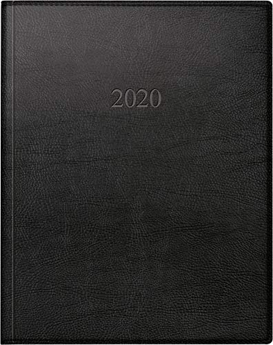 rido/idé 702406490 Buch-/Managerkalender TM (2 Seiten = 1 Woche, 205 x 260 mm, Kunstleder-Einband Prestige, Kalendarium 2020) schwarz