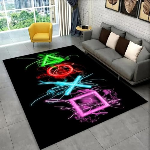 18meng Art Modern Gaming Teppich 40x100cm Gamer Controller Teppich Jugendzimmer Jungen Graffiti Spielkonsole Teppiche für Wohnzimmer Schlafzimmer Spielraum Dekor Teppiche