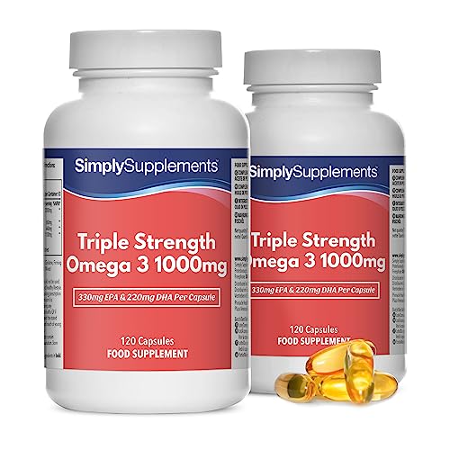 Dreifach starkes Omega 3 1000mg - DHA & EPA - 240 Kapseln - SimplySupplements