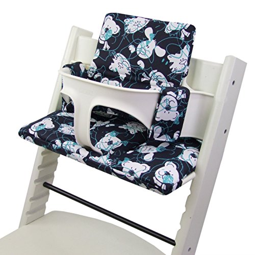 BAMBINIWELT Ersatzbezug Bezug Sitzkissen Kissen-Set Sitzverkleinerer kompatibel mit STOKKE Tripp Trapp für Hochstuhl-Kinderstuhl DESIGN (Bärchen blau)
