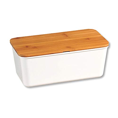 Kesper Brotbox, 58090, aus Melamin und FSC-zertifiziertem Bambus, 34 x 18 x 14 cm,weiß