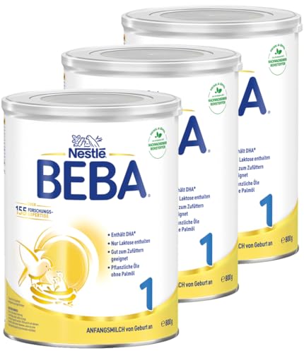 Nestlé BEBA 1 Anfangsmilch, Anfangsnahrung von Geburt an, 3er Pack (3 x 800g)