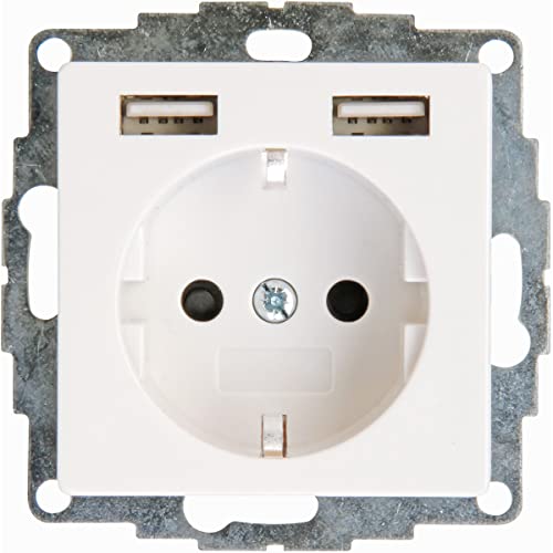 KOPP - Steckdose - Athenis - Unterputz - 1-fach Steckdose - 2-fach USB-Anschluss - Schutzkontakt - Kindersicherung - Hochglanz Weiß