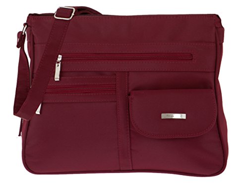 Handtasche ALESSANDRO Madrid Schultertasche Damentasche Microfaser Tasche 3055 + Schlüßeletui (Red-Rot)