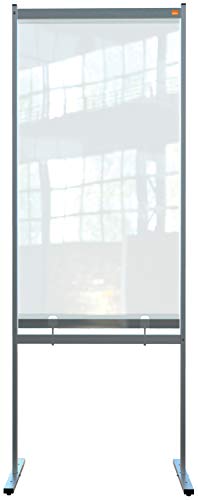 Nobo Stellwand, 2 m hoher, durchsichtiger Raumteiler aus PVC-Folie, Hygieneschutz, Premium Plus, 780x2060mm, 1915558