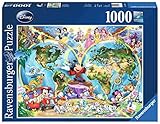 Ravensburger Puzzle 15785 - Disney's Weltkarte - 1000 Teile Puzzle für Erwachsene und Kinder, Puzzle-Weltkarte mit zahlreichen Disney Figuren