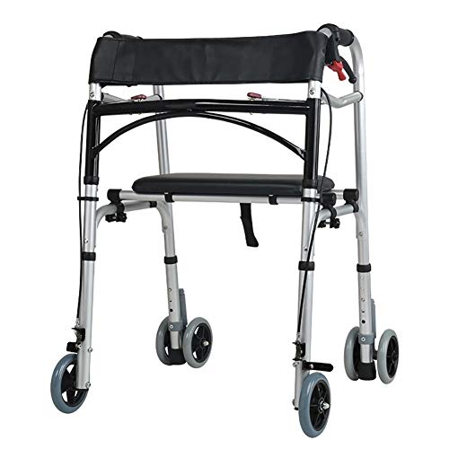 Rolling Walker, zusammenklappbar, mit Sitz und 2 Rädern, höhenverstellbare, tragbare Gehhilfen mit Bremsen, für Senioren/ältere Menschen/Behinderte/Verletzte (Color : Styel1)