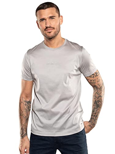 emilio adani Herren Herren T-Shirt Uni, 35152, 35152, Silbergrau in Größe XL