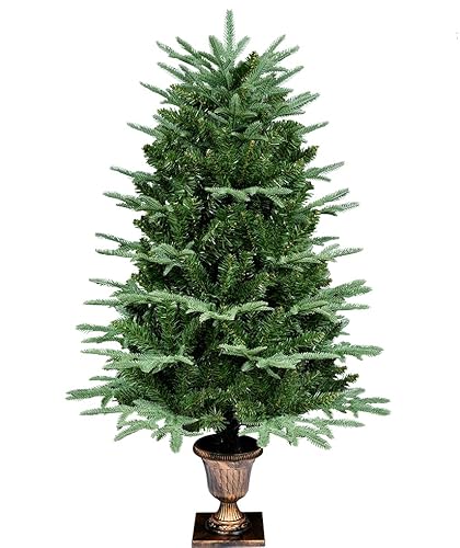 Künstliche Weihnachtsbäume Grün 120 cm, 2 Typen Kiefernblatt, 320 Spitzen, 4 ft Christbaum PVC/PE Blätter mit Retro-Basis für Weihnachtsdekoration