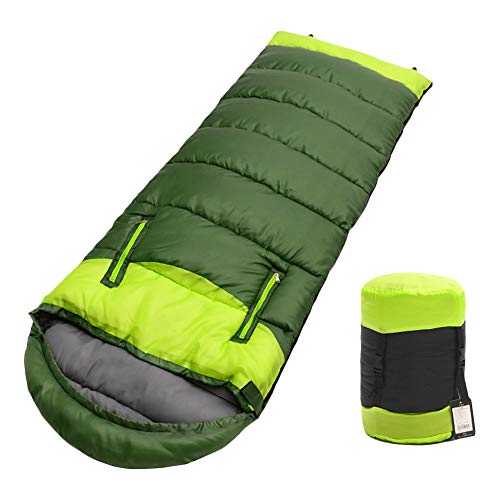 FJROnline 4-Jahreszeiten-Schlafsack, tragbar, leicht, Schlafsäcke mit Reißverschluss-Löchern für Arme und Füße, anschließbar, Camping zum Wandern, Reisen und Outdoor-Aktivitäten (grün)