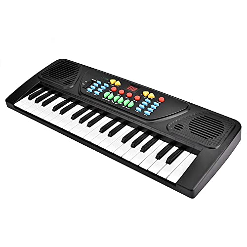 Kunststoff E Piano 37 Tasten USB Kinder Puzzle Früherziehung Keyboard Piano Digital Instrument Spielzeug mit Mikrofon für 3-12 Jahre Kinder