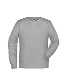 James & Nicholson Herren Raglan Sweatshirt - Sweatshirt im Raglanschnitt aus Bio-Baumwolle | Farbe: Grey-Heather | Grösse: XXL