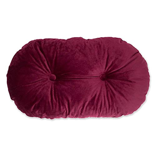 Ovales Kissen aus Samt, Kissen, Sofa, Bett, Dekokissen, handgefertigt, Bordeaux, 55 x 30 cm