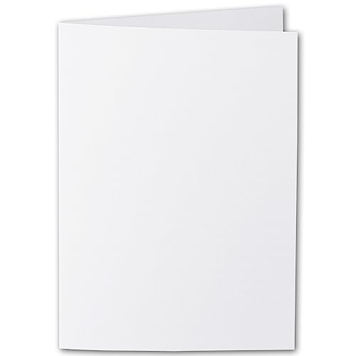ARTOZ 100x DIN A5 Faltkarten - Blütenweiß (Weiß) gerippt 148 x 210 mm Klappkarten hochdoppelt - Blanko Doppelkarte mit 220 g/m² edle Egoutteur-Rippung