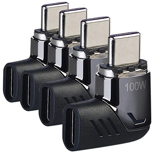 Callstel Adapter Ladekabel iPhone: 4er-Set 90°-USB-C-Schnell-Ladeadapter mit Magnet-Stecker, PD bis 100 W (Magnetstecker iPhone)