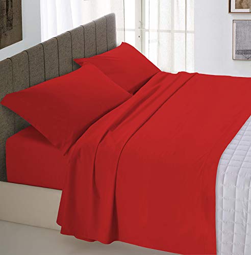 Italian Bed Linen Max Color Bettwäsche-Set, Rot, Doppelte