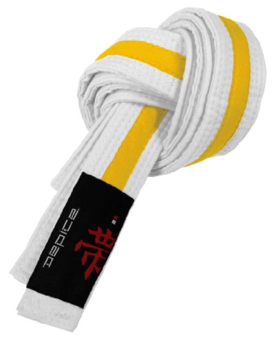 DEPICE Unisex – Erwachsene Kampfsportgürtel Gürtel, Weiß-gelb, 200cm