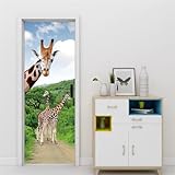 3D Türaufkleber Giraffe Türposter 3D Türsticker Selbstklebend Tapete Wasserdichtes Abnehmbare Wohnzimmer Wandtattoos Vinyl Wandbild Wohnkultur B77 x H200cm