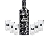 Three Sixty Set Geschenkset ? Three Sixty Black Vodka Wodka 1L 1000ml (42% Vol) + 6x Shotgläser Glas 2 und 4cl geeicht- [Enthält Sulfite]