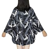 G-like Japanische Kimonos Damen Kleiung - Traditionell Haori Kostüm Robe Tokio Harajuku Drachen Muster Antik Jacke Nachthemd Bademantel Nachtwäsche (Crane)
