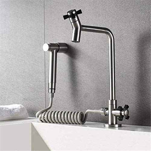 Bibcock Single Cold Kitchen Wasserhahn WC-Bidet-Armaturen Schwarzes Finish Handheld-Hygiene-Duschkopf-Waschtisch-Mischbatterien WC Shattaf, Nickel-Bidet-Hahn