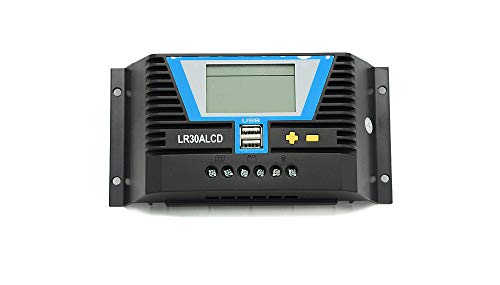 WATTSTUNDE Solar Laderegler 30A LR30ALCD mit Dual USB-Anschluss und LCD-Anzeige für 12V / 24V (LR30A LCD)