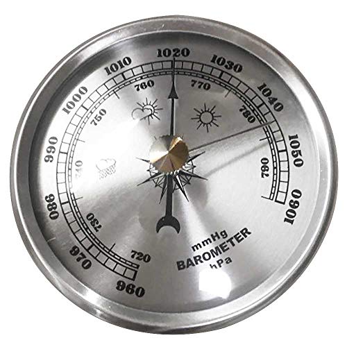 OGYCLVJV Traditionelles Barometer, Zifferblatttyp, Wandbarometer, Haushaltsthermometer, Hygrometer, Barometer (Color : Silver)